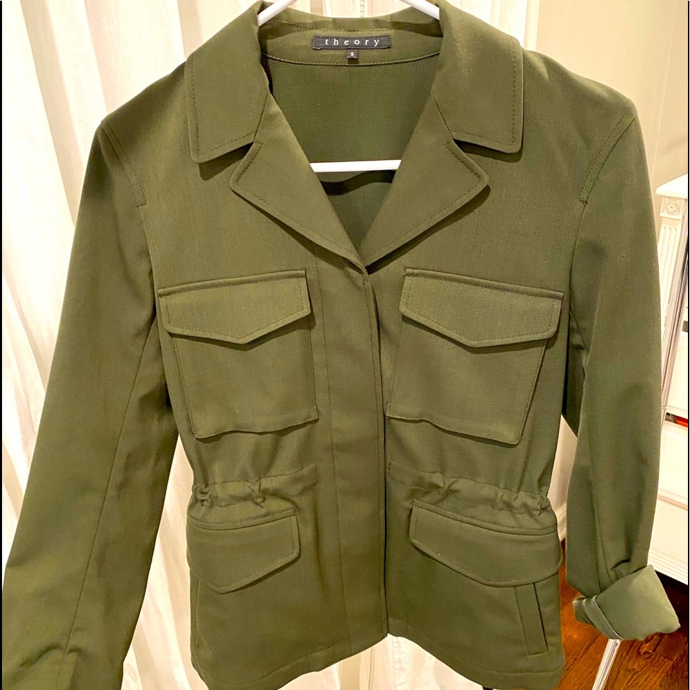 Theory Army Green Utility Drawstring Jacket